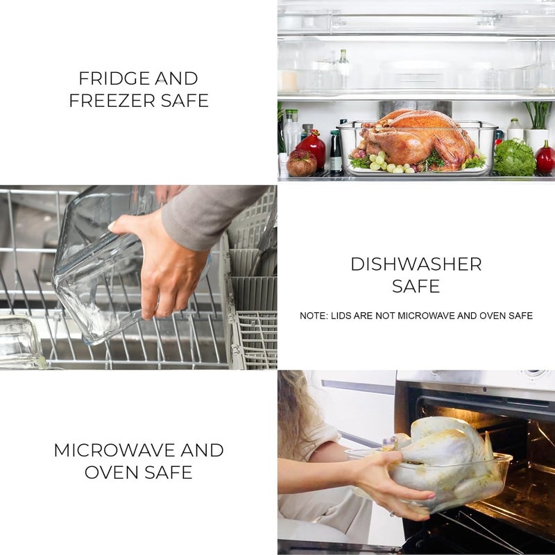 Razab 3300 ml/ 112 oz LARGE Glass Food Container with Locking Lid. Ideal for Storing food, vegetables or fruits. Baking Casserole, Lasagna, Baking Or Roasting chicken and lot of other tasty food. BPA Free - Image 4