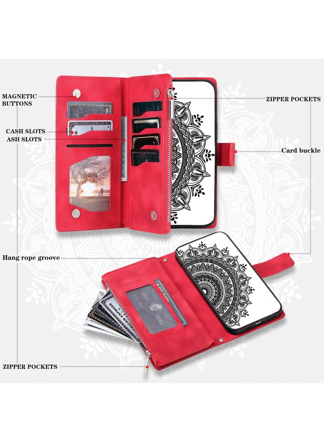 Zaboon Case For iPhone 12 / 12 Pro Multi-Card Totem Zipper Leather Phone Case - Image 5