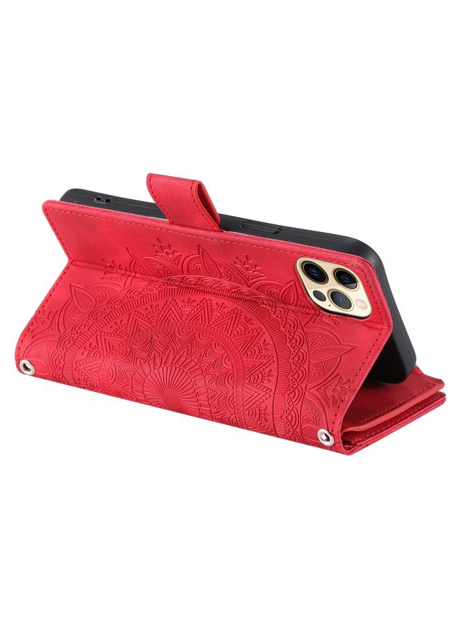 Zaboon Case For iPhone 12 / 12 Pro Multi-Card Totem Zipper Leather Phone Case - Image 4