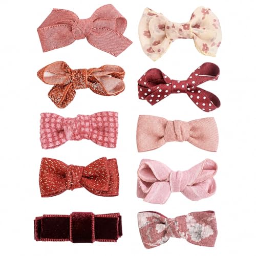 IKUHRMO 10 Pack Baby Hair Bows Clips for Girls Red Toddler Hair Clips Soft Fabric Bow Barrettes with Alligator Clips Cute Hair Accessories for Birthday GiftRed - Image 1