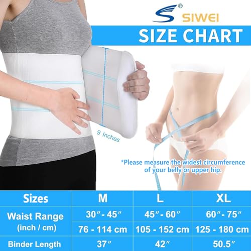 Ççs S Abdominal Binder Post Surgery - Elastic Waist Band for Stomach Support & Compression, Bariatric, Tummy Tuck | Latex-free, Breathable Belly Wrap Hernia Belt Lipo Garment - (45" - 60") 3 PANEL - 9" - Image 2