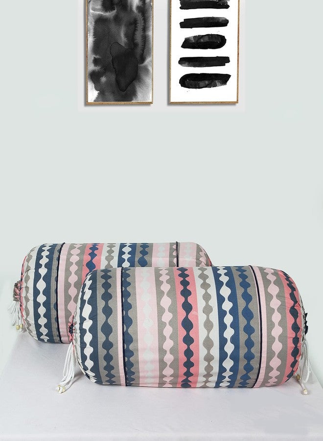 Kuber Industries Bolster & Cushion Cover Set - 2 Piece Bolster, 3 Piece Square Cushion Covers - Soft Cotton, Zig Zag Design - Pack of 5, Multicolor - Image 2