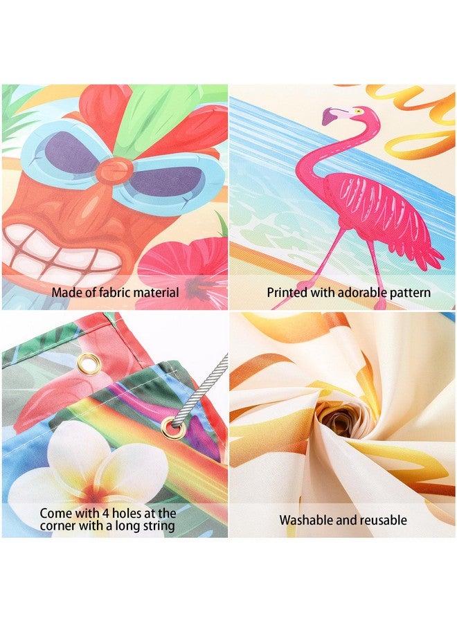 Containlol Summer Hawaiian Birthday Backdrop Luau Birthday Party Decorations Aloha Banner Luau Party Backdrop Tropical Flamingo Pool Beach Party Decoration for Hawaii Themed Photo Props Supplies - Image 3