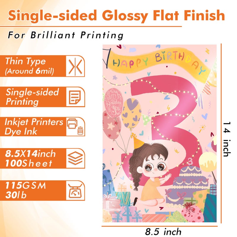 KOALA PAPER Koala Glossy Thin Inkjet Paper 8.5X14 Inches 100 Sheets 30LB Legal Size Printer Paper Compatible with Inkjet Printer Use DYE INK 115gsm - Image 2