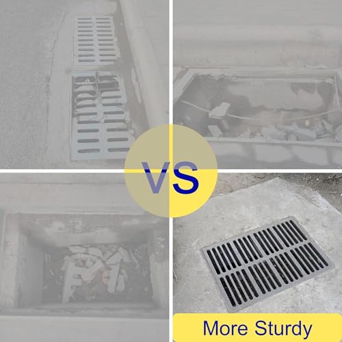 MOSINSBO Cast Iron Drain Grate 20x12 in, A-Class 3372 lbs Heavy-Duty Channel Cover, Outdoor Trench Drainage Grate, Black Rectangle Metal Sewer Cover for Foot Traffic (True 19.7x11.8) - Image 5