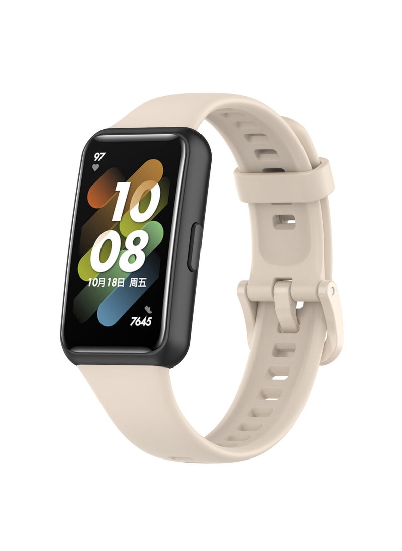 Generic Straps Compatible with Huawei Band 7 Soft TPU Band for Men and Women,Beige  - Image 1
