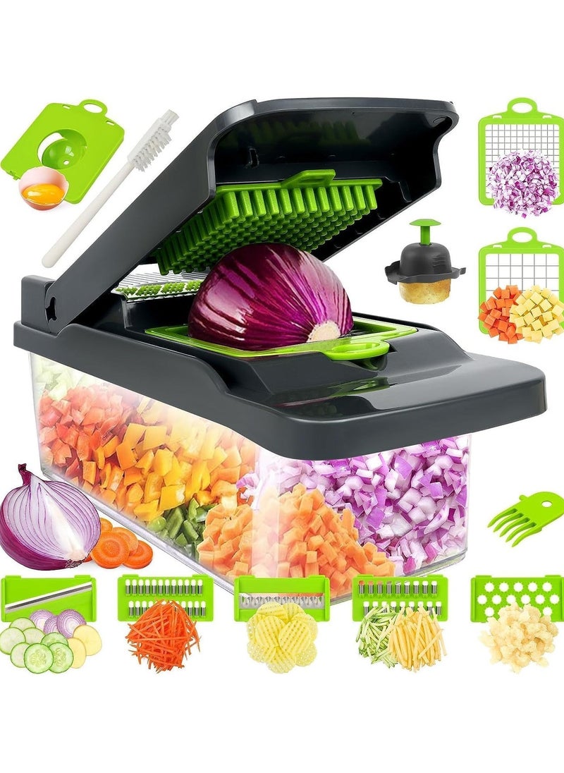 JAJEEK NEW Vegetable Chopper, Food Chopper, Pro 12-in-1 Multifunctional Onion Chopper, Veggie Chopper, Vegetable Slicer, Dicer, Cutter, Mandoline Slicer, Salad & Garlic Chopper with Container - Image 1