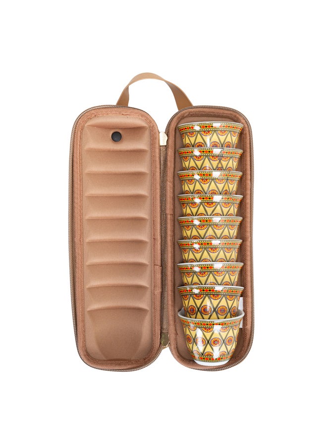 AL SANIDI Najdi engraving Completed anti-shock Mugs bag, Coffee mugs bag, Woody, Size 24.7*7.8*7.3Cm - Image 1