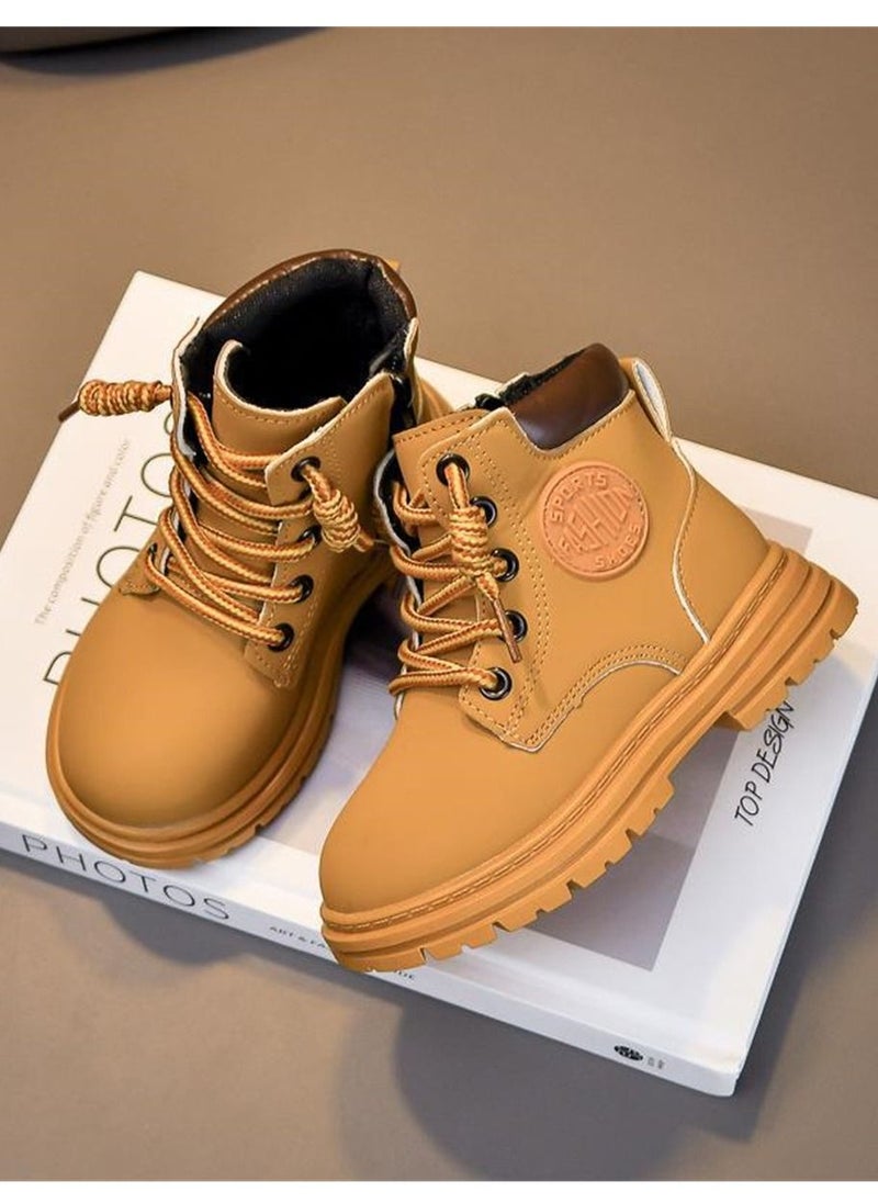 Loquat Boys And Girls Fashion Soft bottom Ankle Boots Yellow  - Image 3