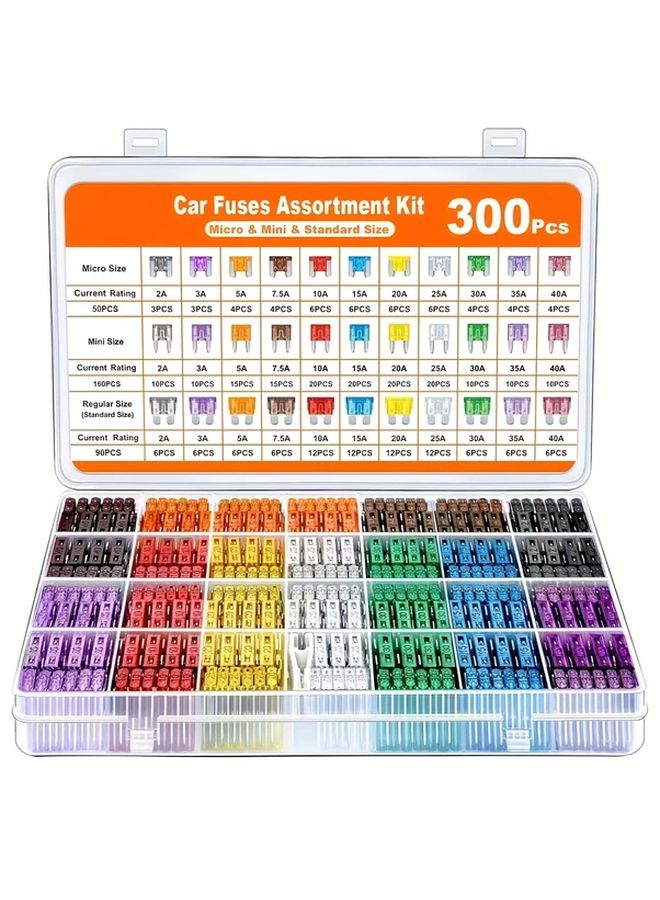 300pcs Car Fuse Kit 160 Mini 90 Standard 50 Micro Fuses with Removal Tool for Cars Trucks RVs - Image 2
