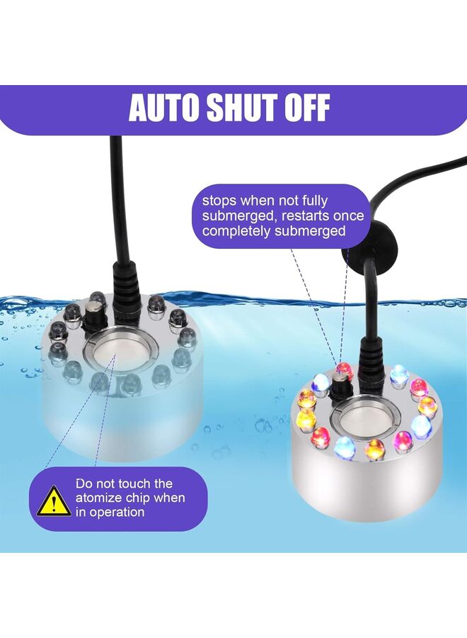 LAMAY 12LED Mist Maker, Mister Fogger Water Fountain Pond Fog Machine Atomizer Air Humidifier, Indoor Fountain Mister Foggers Perfect for Halloween, Christmas and Other Holiday - Image 3