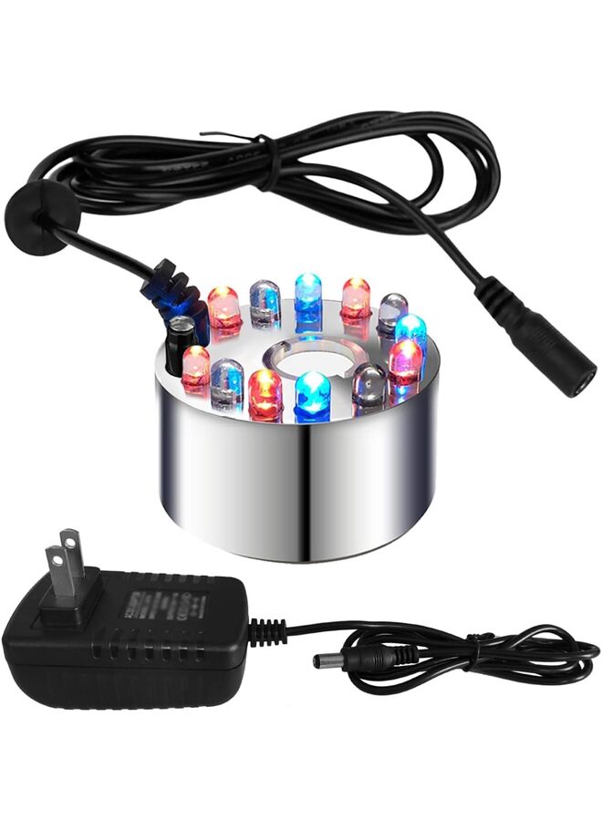 LAMAY 12LED Mist Maker, Mister Fogger Water Fountain Pond Fog Machine Atomizer Air Humidifier, Indoor Fountain Mister Foggers Perfect for Halloween, Christmas and Other Holiday - Image 1