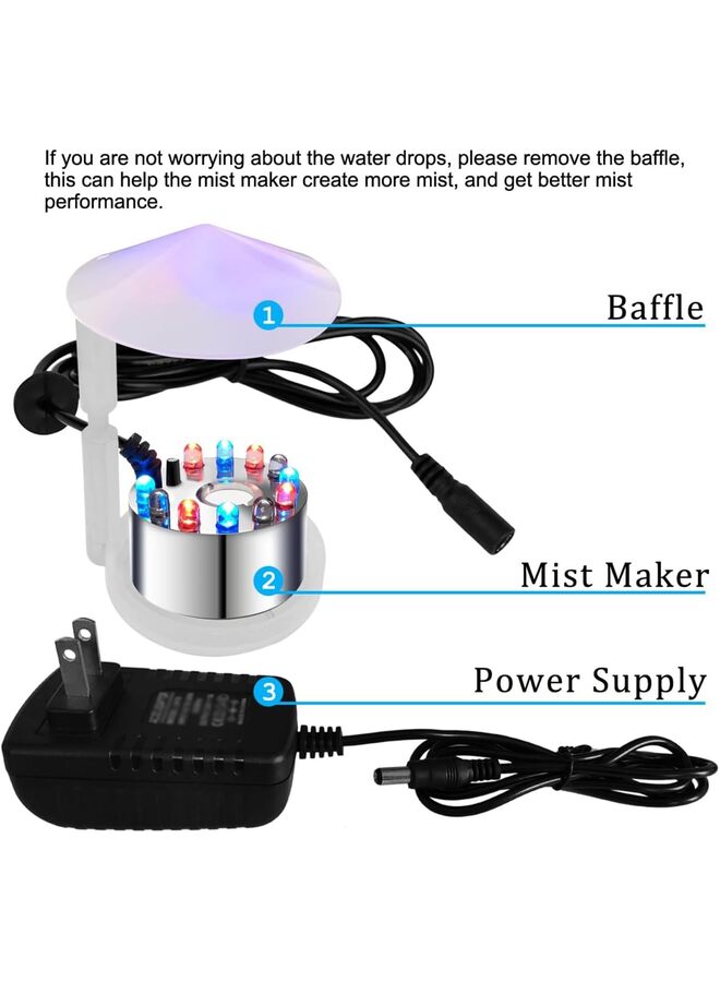LAMAY 12LED Mist Maker, Mister Fogger Water Fountain Pond Fog Machine Atomizer Air Humidifier, Indoor Fountain Mister Foggers Perfect for Halloween, Christmas and Other Holiday - Image 4