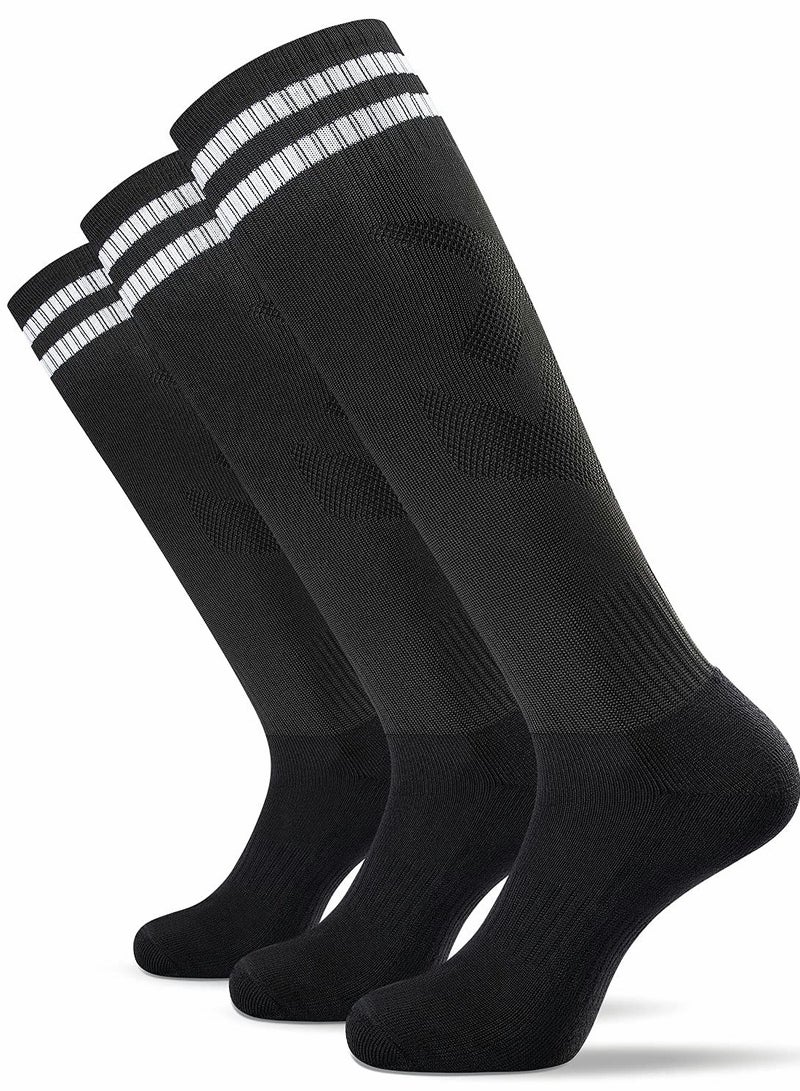 Generic 3 Pairs Men's Sports Socks Soccer Anti-slip Football Breathable Athletic Rugby Hockey Socks, One Size - Image 1