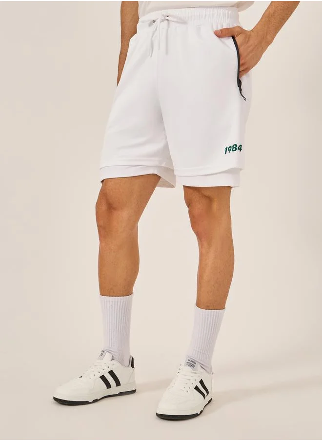 Styli Graphic Print 2in1 Shorts with Zipper Pockets
