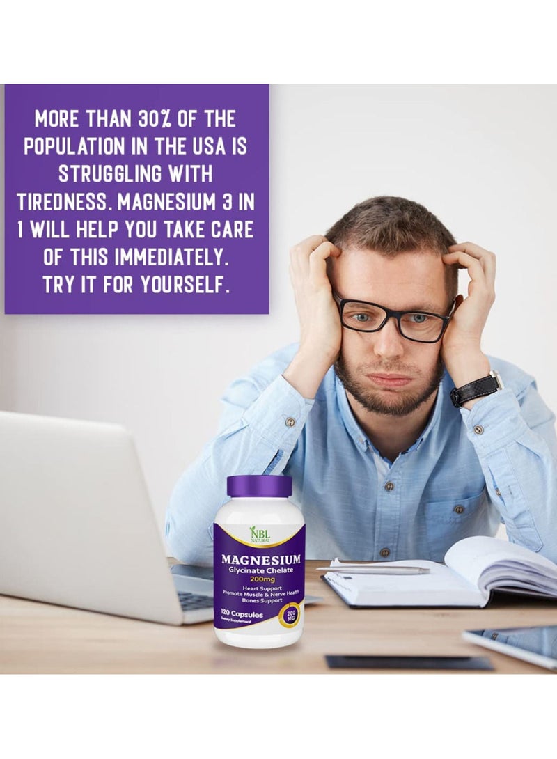 NBL Natural Magnesium Glycinate Chelate 200mg 120 Capsules  - Image 4