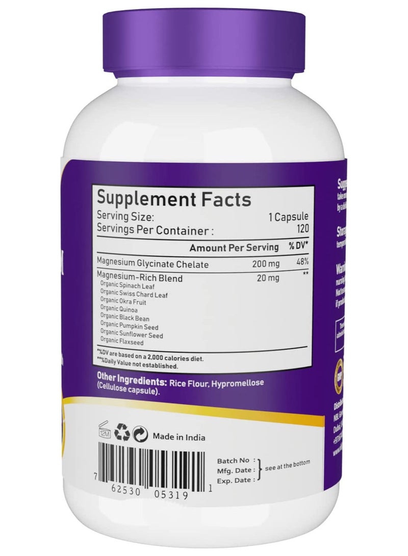 NBL Natural Magnesium Glycinate Chelate 200mg 120 Capsules  - Image 3