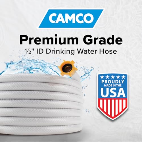 Camco خرطوم مياه الشرب Camco TastePURE بطول 25 قدم - خالي من الرصاص، خالي من BPA وخالي من الفثالات - تصميم معزز ومصنوع من PVC - قطر داخلي 1/2 بوصة، مصنوع في الولايات المتحدة (22735) - Image 2