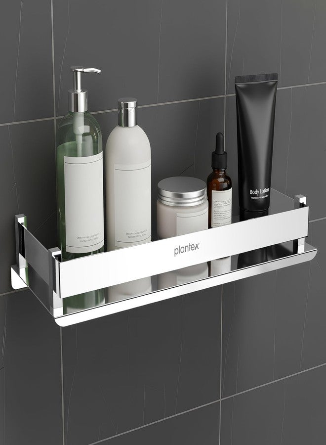 Plantex Stainless Steel Bathroom Shelf Rack/Bathroom Organizer/Wall Shelf for Bathroom Accessories Set/Kitchen Stand/Kitchen Shelves & Racks - Chrome (12x5 Inch) - Image 1