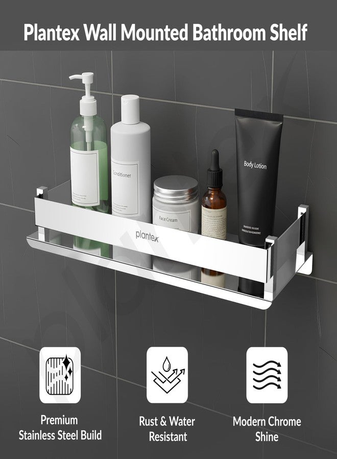 Plantex Stainless Steel Bathroom Shelf Rack/Bathroom Organizer/Wall Shelf for Bathroom Accessories Set/Kitchen Stand/Kitchen Shelves & Racks - Chrome (12x5 Inch) - Image 2