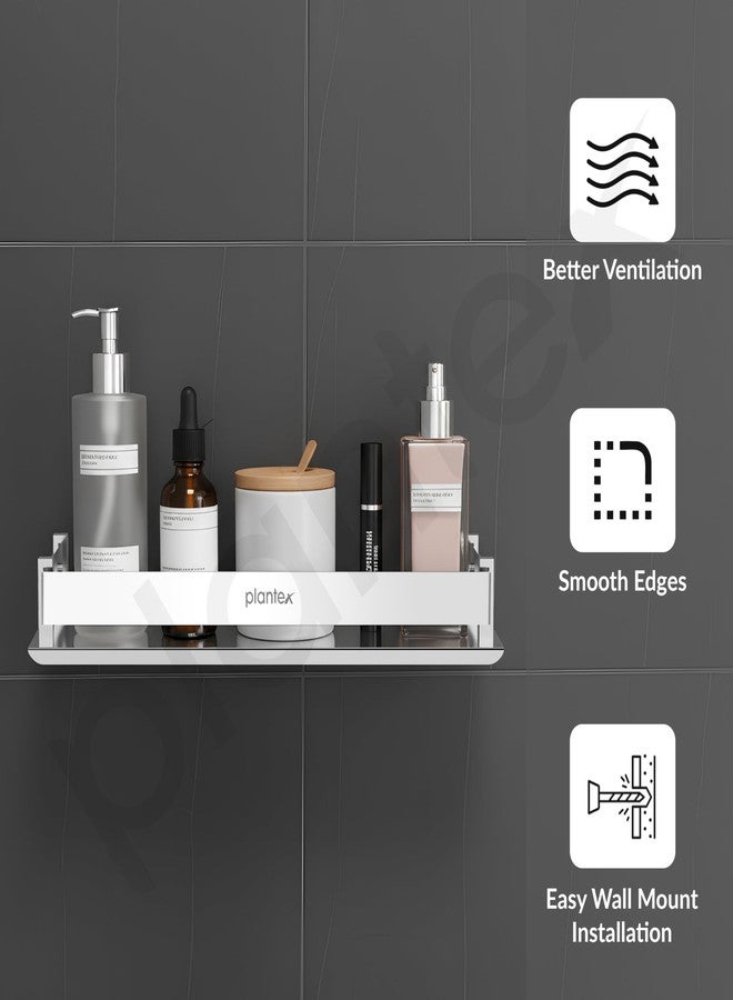 Plantex Stainless Steel Bathroom Shelf Rack/Bathroom Organizer/Wall Shelf for Bathroom Accessories Set/Kitchen Stand/Kitchen Shelves & Racks - Chrome (12x5 Inch) - Image 3