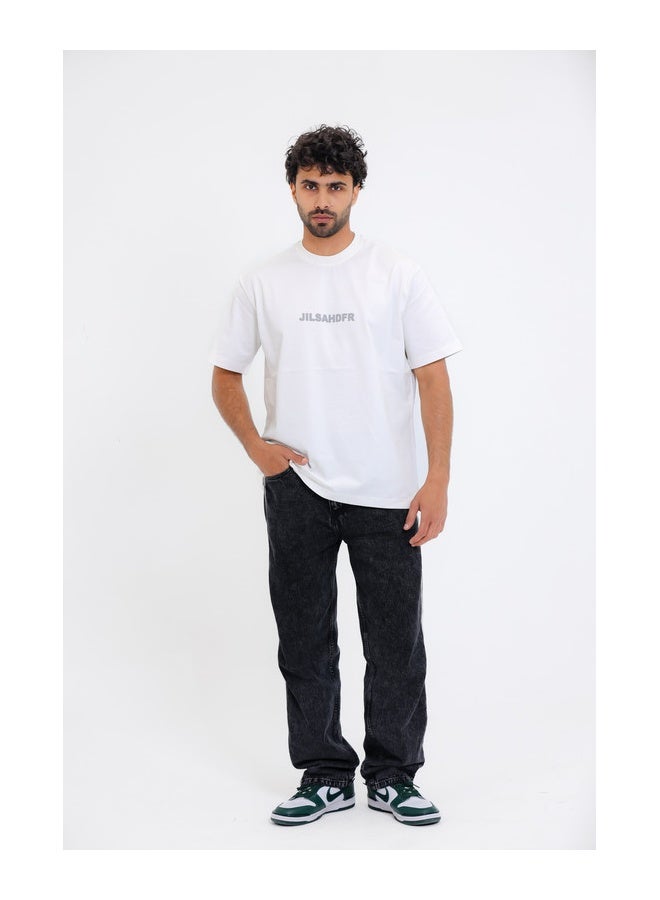 WHITE RABBIT "JILSAHDFR" Printed White T-Shirt - Image 5