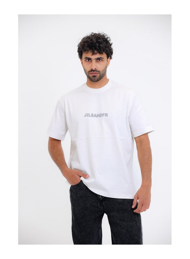 WHITE RABBIT "JILSAHDFR" Printed White T-Shirt - Image 1