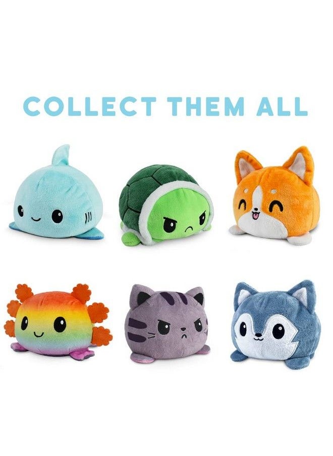 TeeTurtle - The Original Reversible Cat Plushie Rainbow Kittencorn + Gray Tabby Cute Sensory Fidget Stuffed Animals That Show Your Mood - Image 1