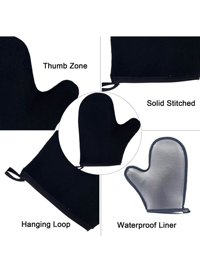TSAIYI 5 Piece Self Tanning Mitt Applicator Set with Self Tan Glove Tanning Back Lotion Applicator Tanning Brush Tan Face Mitt Exfoliating Glove, for Self Sunless Tanning Tan (black)  - Image 2