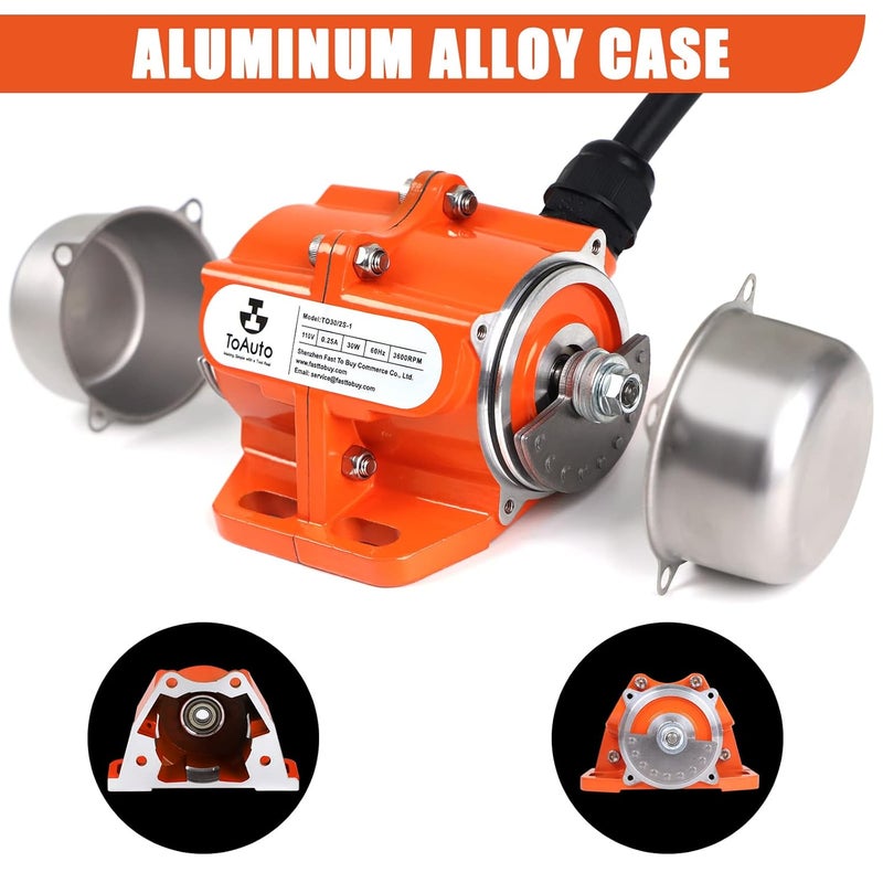 TOAUTO Concrete Vibrator Vibration Motor 60W Single Phase AC 110V 3600rpm Aluminum Alloy Case Vibrating Motor for Shaker Table - Image 4