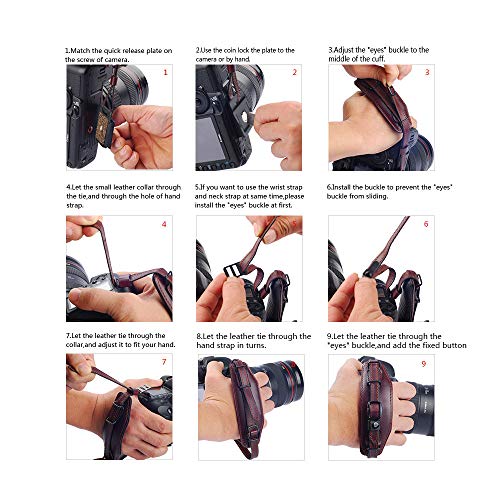 LYNCA E6 Camera Leather Wrist Hand Strap Adjustable Hand Grip Straps DSLR BL - Image 4