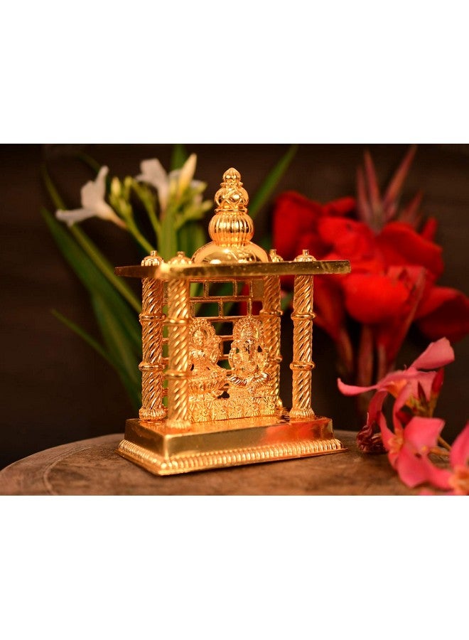 Collectible India Laxmi Ganesha Decorative Temple Pooja Items for Home Car Gifts, Lord Ganpati Lakshmi Statue Figurine Good Luck Spiritual Pooja (Size 5 x 3.5 Inches, Small). - Image 3