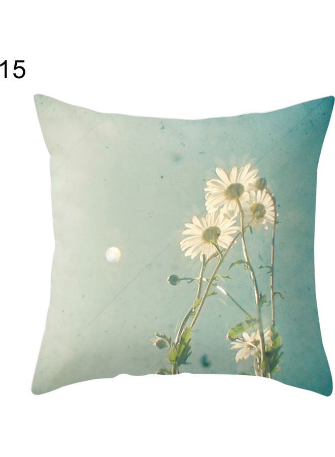NIBEMINENT Floral Themed Washable Cushion Cover Blue/White