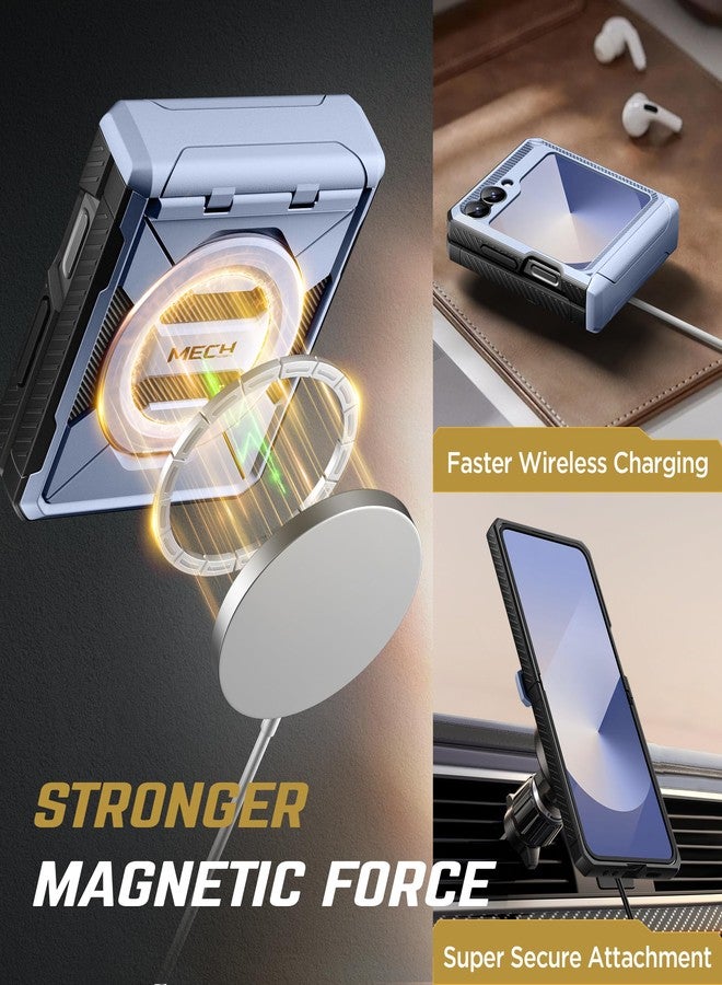 تونجيت جراب TONGATE لهاتف Z Flip 7 FE/Z Flip 6 مع حامل مغناطيسي، متوافق مع Magsafe، [حماية للمفصلات وواقي للشاشة] غطاء حماية من السقوط العسكري لهاتف Samsung Galaxy Z Flip6/Z Flip7 FE، أزرق جليدي - Image 2