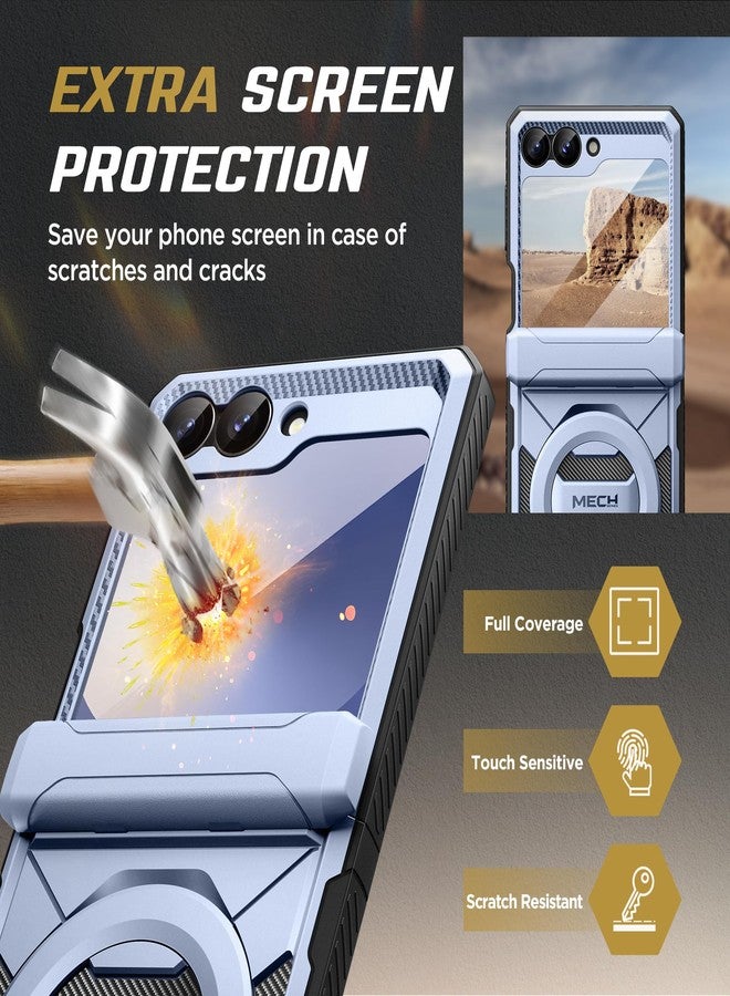 تونجيت جراب TONGATE لهاتف Z Flip 7 FE/Z Flip 6 مع حامل مغناطيسي، متوافق مع Magsafe، [حماية للمفصلات وواقي للشاشة] غطاء حماية من السقوط العسكري لهاتف Samsung Galaxy Z Flip6/Z Flip7 FE، أزرق جليدي - Image 5