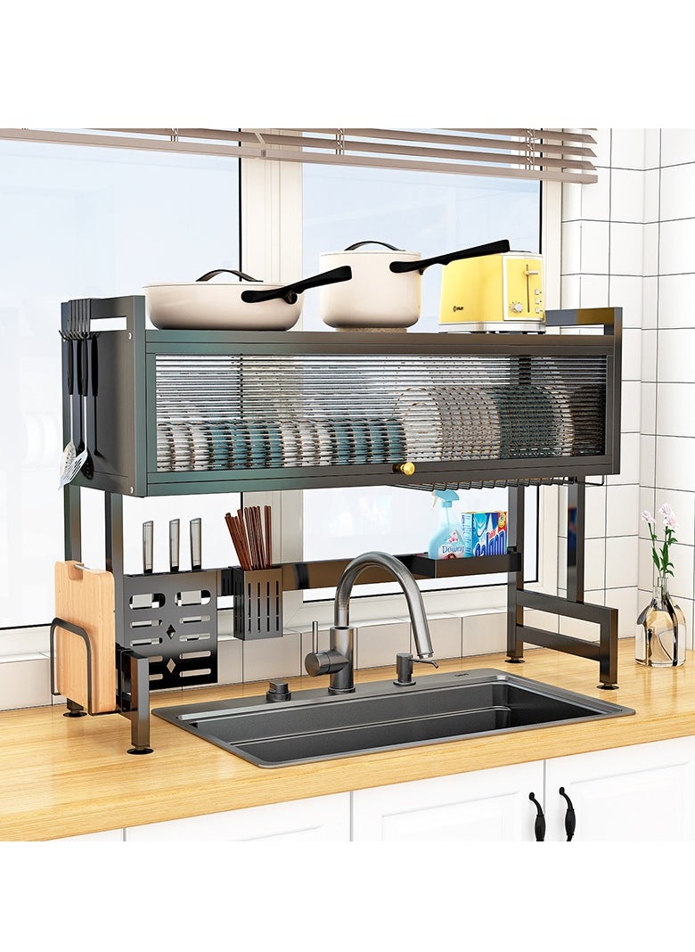 Generic - The Sink Dish Drainer Drying Rack,2 Tier Dish Drying Rack for Kitchen Counter, Large Dish Drying Rack with Flip Door, Over Sink Dish Drying Rack for Family Use,Dust-Proof,85cm - Image 1