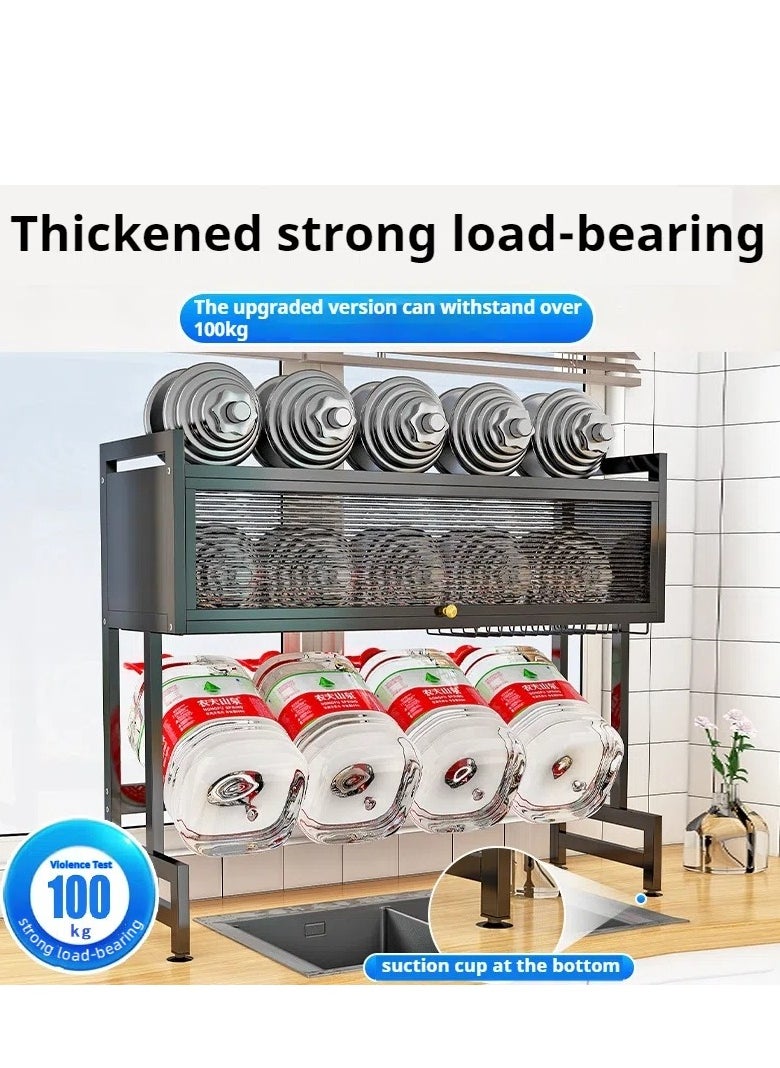Generic - The Sink Dish Drainer Drying Rack,2 Tier Dish Drying Rack for Kitchen Counter, Large Dish Drying Rack with Flip Door, Over Sink Dish Drying Rack for Family Use,Dust-Proof,85cm - Image 1