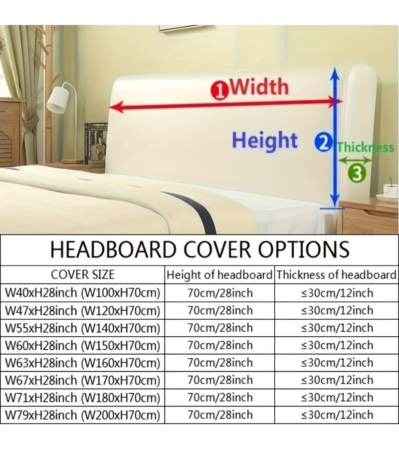 1 Luxury Classic Quilted Short Plush Headboard Dust Cover Beige W60xH28inch Super Soft Comfortable Full Size Washable Polyester Fabric - Image 3
