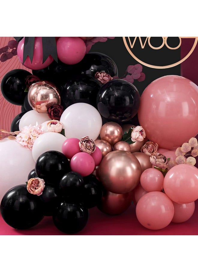 PartyWoo 140 Pcs Pink Balloon Arch Kit Black And Hot Pink Balloon Garland With Rose Gold 4D Balloons Dusty Rose Metallic Balloons For Birthday Decorations Wedding Decorations Bachelorette Party  - Image 3