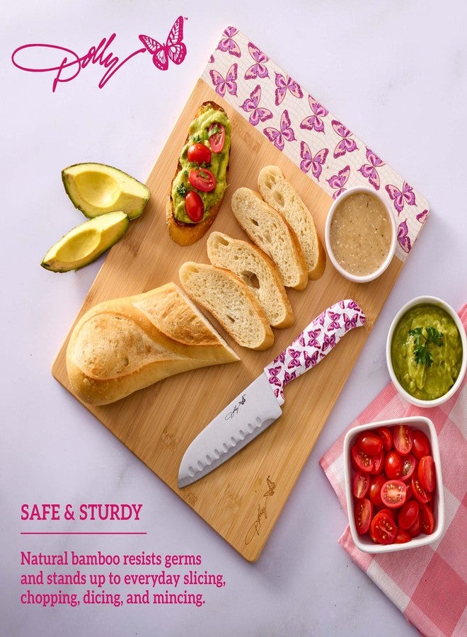 Dolly Parton Bamboo Reversible Cutting Board, Pink Butterfly Print, Gentle on Knives, Great for Chopping and Serving, 11 x 14 Inch - Image 3