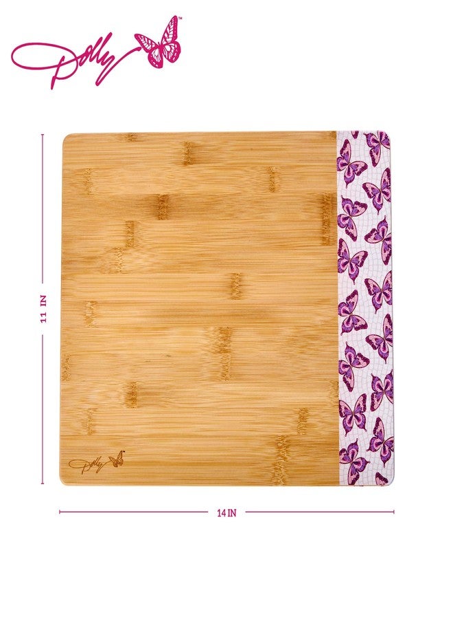 Dolly Parton Bamboo Reversible Cutting Board, Pink Butterfly Print, Gentle on Knives, Great for Chopping and Serving, 11 x 14 Inch - Image 5