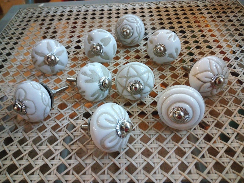 JGARTS 20 Knobs White Hand Painted Ceramic Knobs Cabinet Drawer Pull - Image 2