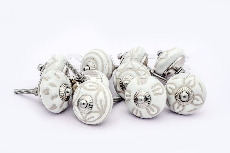 JGARTS 20 Knobs White Hand Painted Ceramic Knobs Cabinet Drawer Pull - Image 1