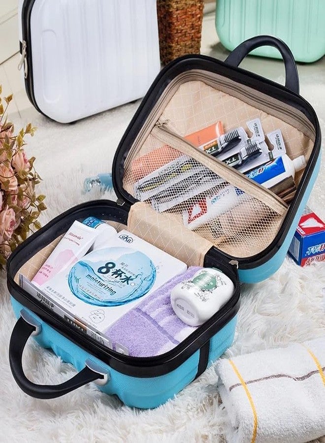 Adson Travel Make up Train Case, Waterproof Portable Hard Shell Cosmetic Case Luggage Mini Suitcase Makeup Brushes Bag Toiletry Organizer Portable Makeup Carrying Case (Turquoise Blue) - Image 3