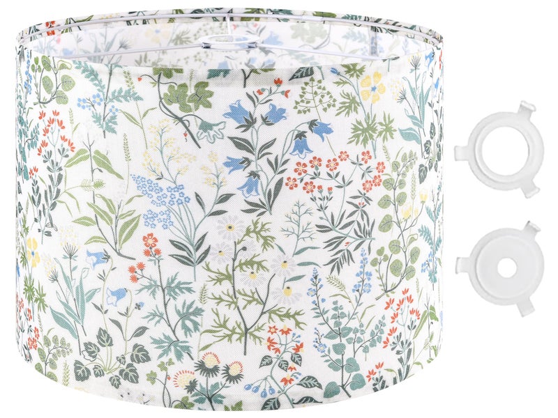 GO&SO Floral Large Drum Lamp Shade 1 Pack, 16" x 16" x 10", Spider E27 Base(1.65"), Printed Pattern Design,DIY Assembly with 2 Adapter (E14/10mm),Fit for Pendant Lighting/TableLamps/Floor Lamps - Image 1
