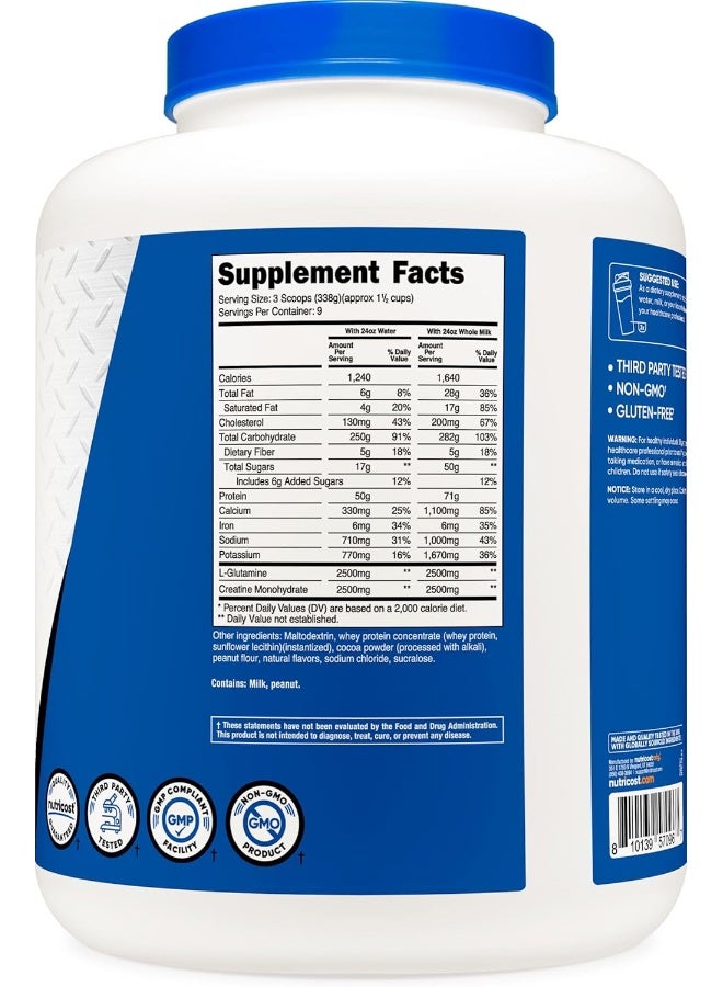 Nutricost نوتريكوست ماس غاينر (نكهة زبدة الفول السوداني بالشوكولاتة، 6.7 رطل) 50 جرام من البروتين لكل حصة - Image 5