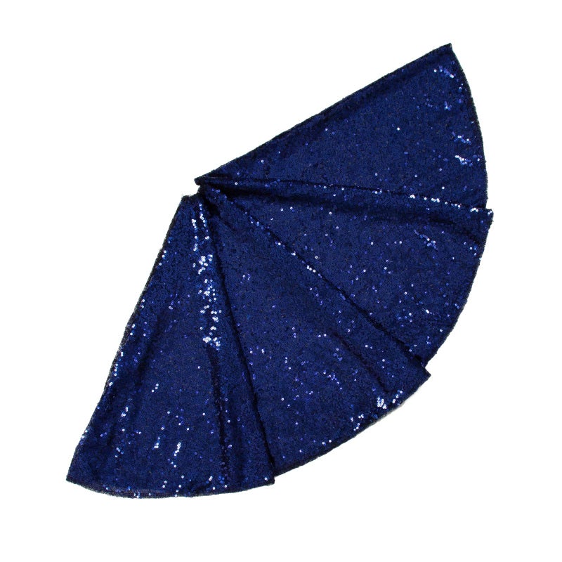 ShinyBeauty ShinyBeauty 48Inch Round Christmas Tree Skirt Embroidery Navy Blue Sequin Christmas Tree Skirt Christmas Decoration1114E 