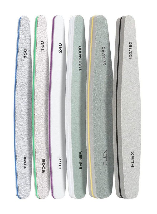 Store2508 6Pcs Nail Filesnail File Set For Manicure Nail Buffer Files Block Coarse Washable Nail Files Polisher And Buffer Double Sided Emery Boards For Acrylic Nails & Natural Nails - Image 1