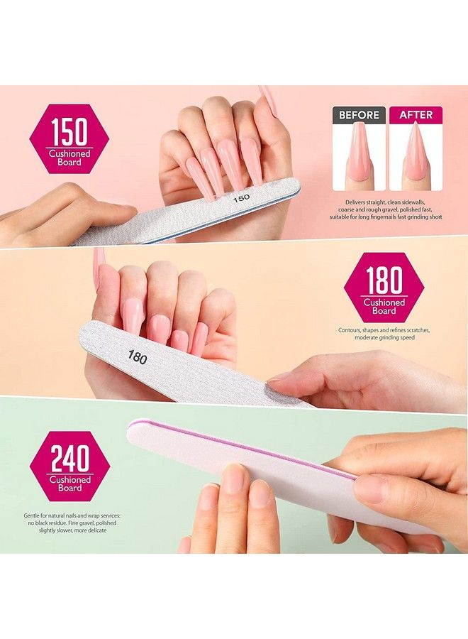 Store2508 6Pcs Nail Filesnail File Set For Manicure Nail Buffer Files Block Coarse Washable Nail Files Polisher And Buffer Double Sided Emery Boards For Acrylic Nails & Natural Nails - Image 5