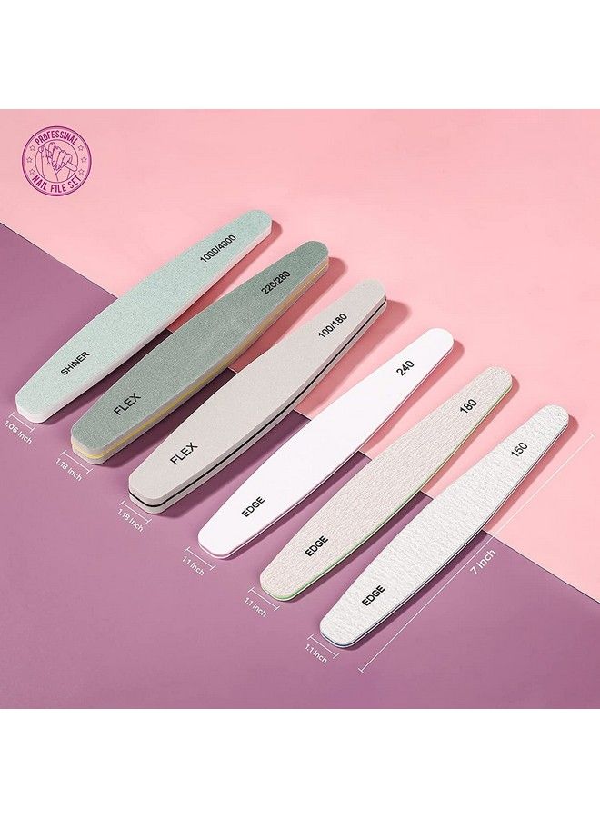 Store2508 6Pcs Nail Filesnail File Set For Manicure Nail Buffer Files Block Coarse Washable Nail Files Polisher And Buffer Double Sided Emery Boards For Acrylic Nails & Natural Nails - Image 3